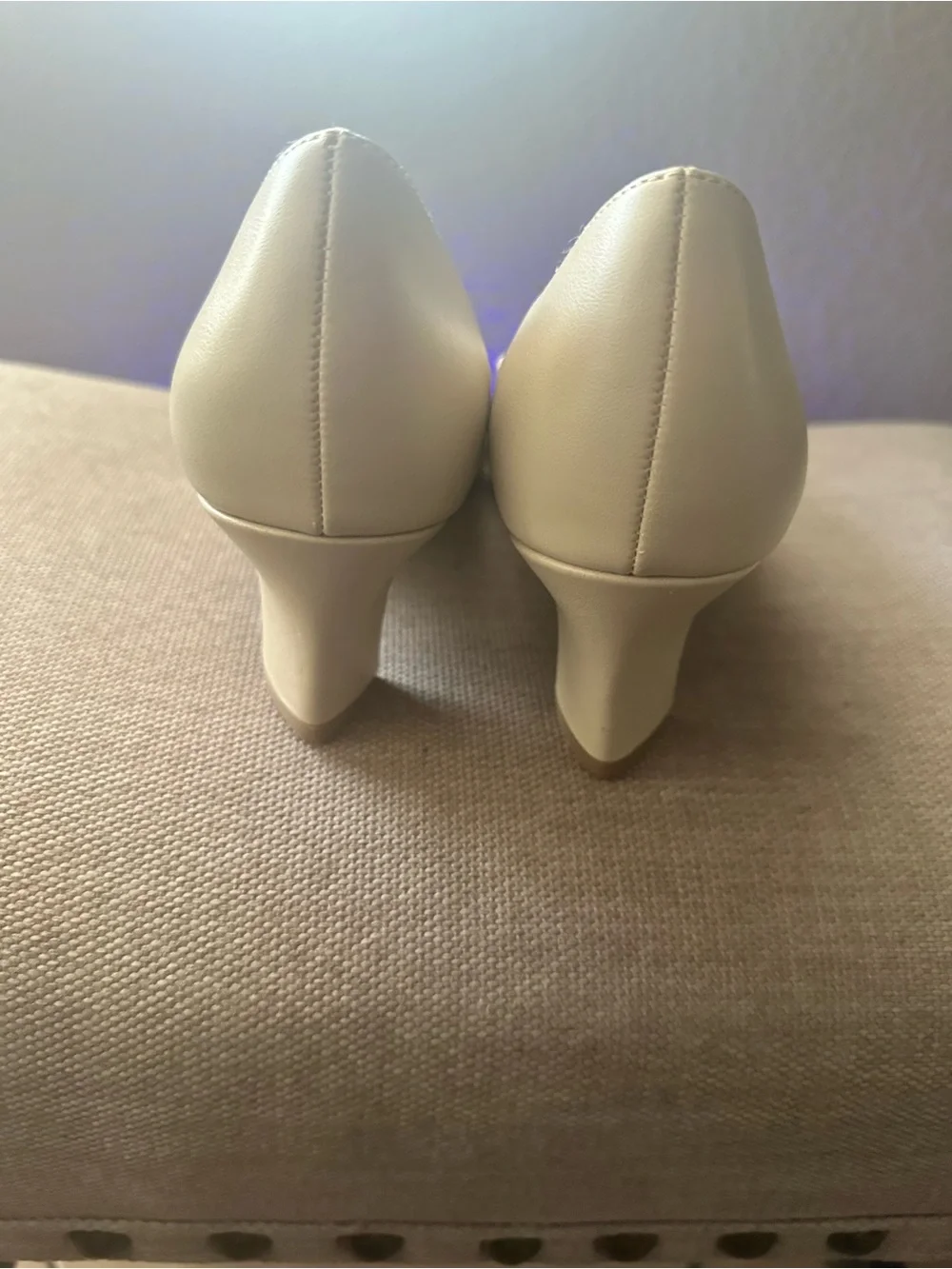 easy street Cream Pointed Toe Slip-On Flats with Floral Cutouts